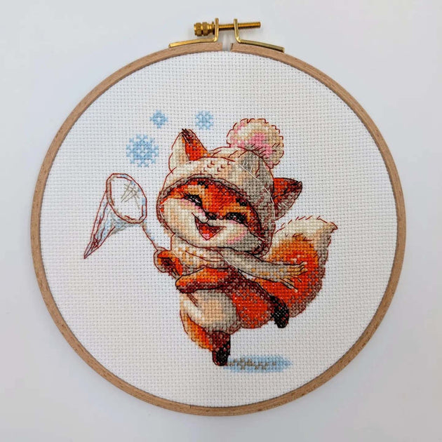 Playful Winter Fox by Riolis Counted Cross Stitch Kit - The Artful