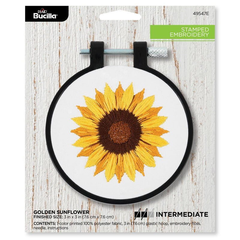 Golden Sunflower Stamped Embroidery Kit by Bucilla