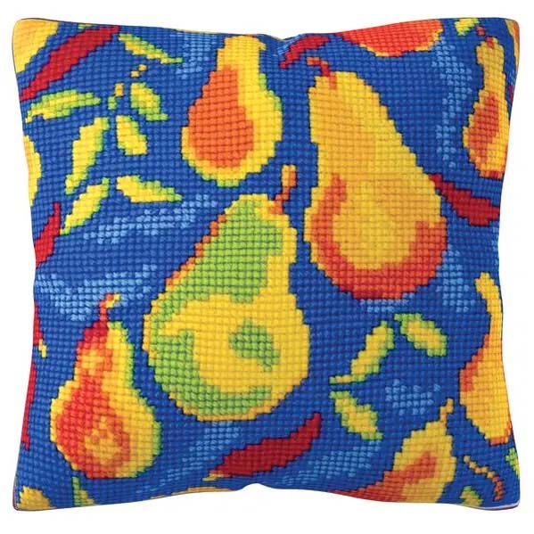 Needlepoint Pillow Kit Pears - Needlepoint Stamped Needlepoint Kit 16x16"