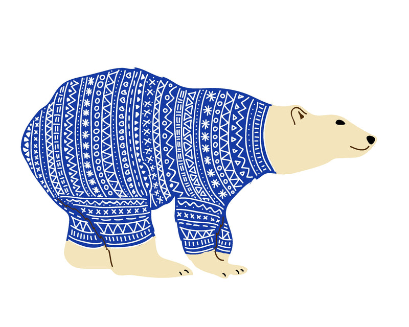 Colorful Contemporary Polar Bear in a Knit Sweater Hand Embroidery Pattern