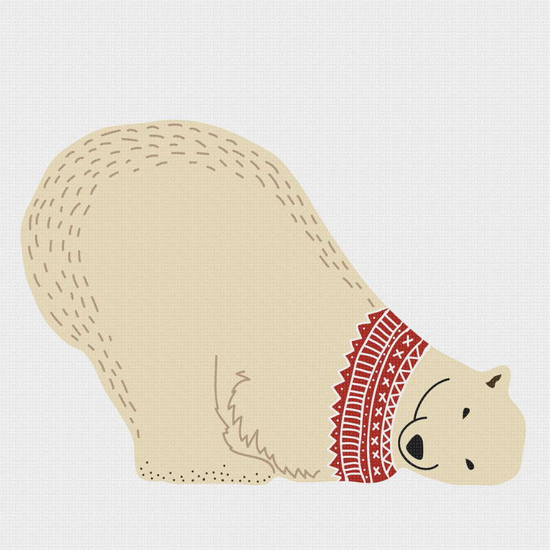 Colorful Contemporary Polar Bear Napping in a Knit Sweater Hand Embroidery Pattern