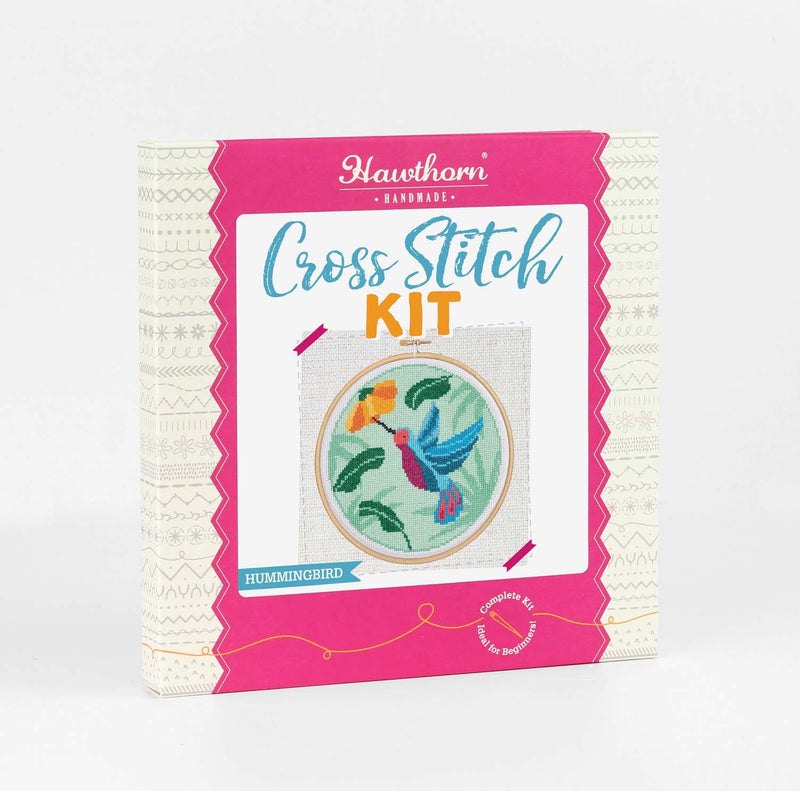 Hummingbird Cross Stitch Kit  Beginner Craft Kit From Hawthorn Handmade