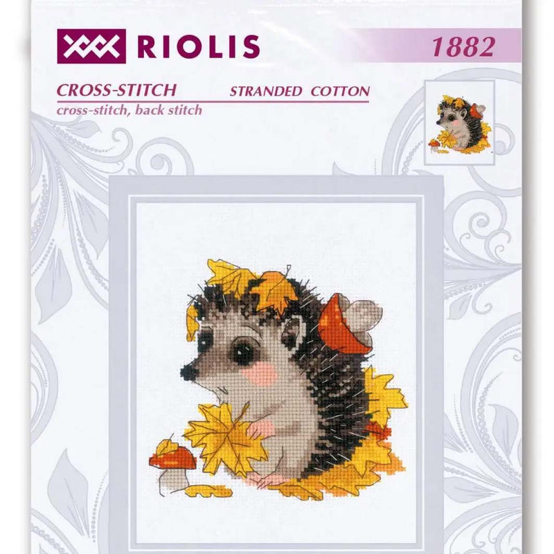 Hedgehog the Leaf Gatherer by Riolis Counted Cross Stitch Kit