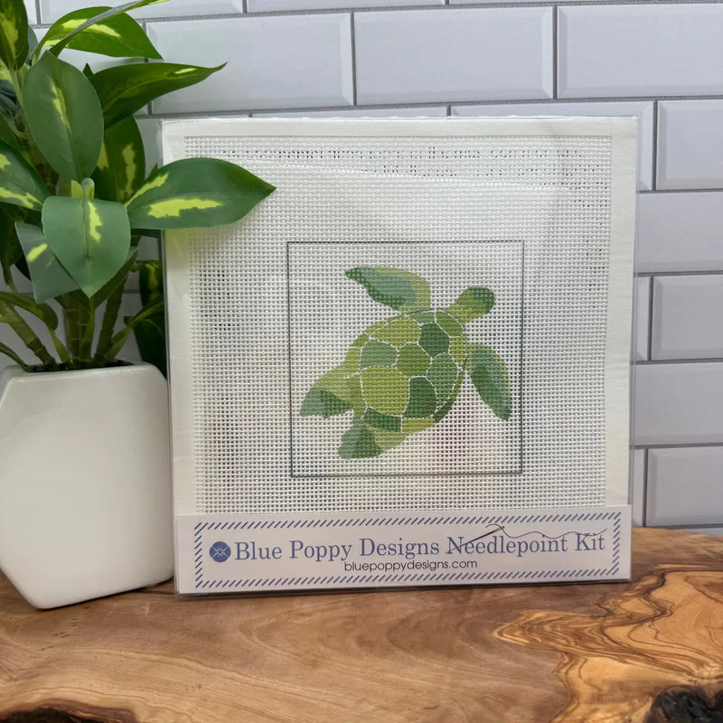Green Turtle Needlepoint Kit From Blue Poppy