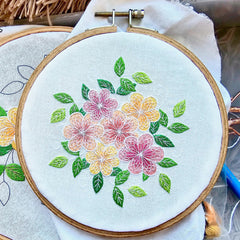 Lacy Flowers Intermediate Hand Embroidery Kit By Jessica Long Embroidery