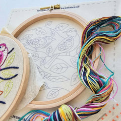 Colorful Birds of a Feather Hand Embroidery Kit By Jessica Long Embroidery