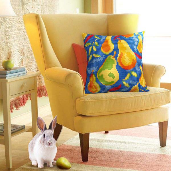 Needlepoint Pillow Kit Pears - Needlepoint Stamped Needlepoint Kit 16x16"