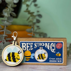 'bee Strong!' Mini Matchbox Cross Stitch Kit Counted Cross Stitch Kit From Craft Kit Company