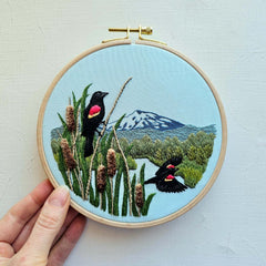 Red-Winged Blackbirds Embroidery Kit Intermediate By Jessica Long Embroidery