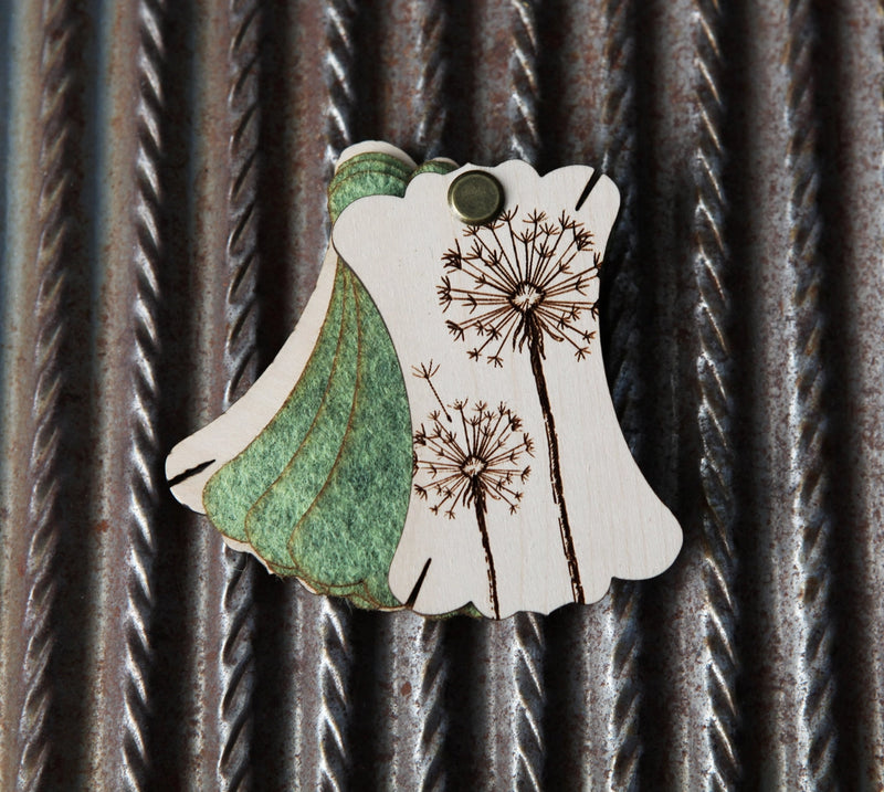 Wood & Felt Dandelion Needle Minder For Sewing & Embroidery From Sunrise Grove