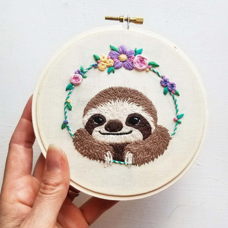 Smiling Sloth Embroidery Kit By Jessica Long Embroidery
