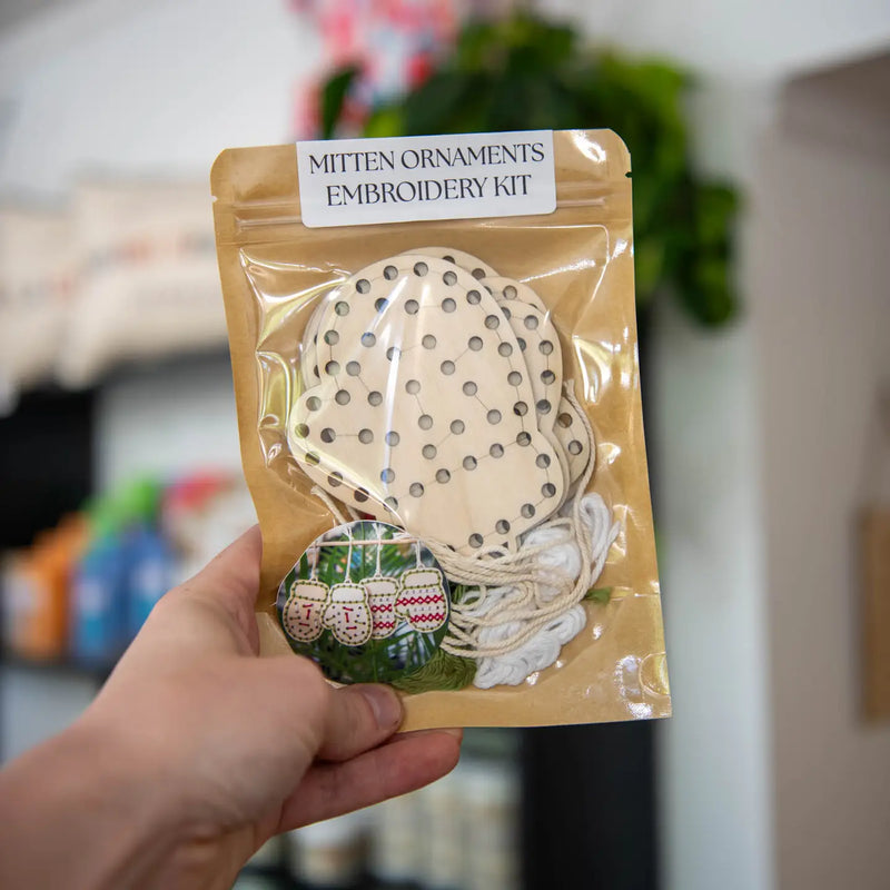 Yarn Christmas Mitten Wooden Ornament Embroidery Kit By Still Magnolia