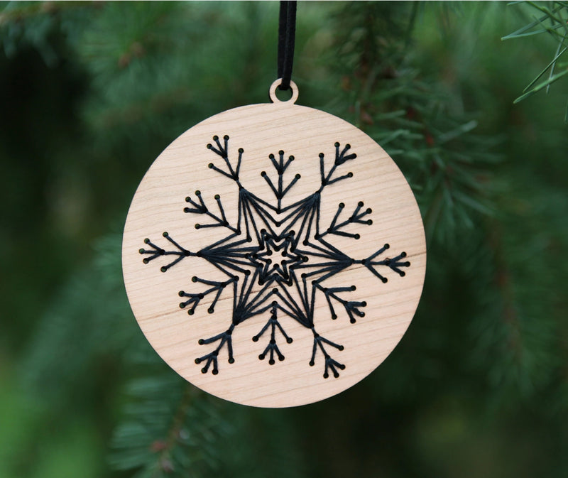 Embroidery Snowflake Diy- Winter Wood Ornament Kit From Sunrise Grove