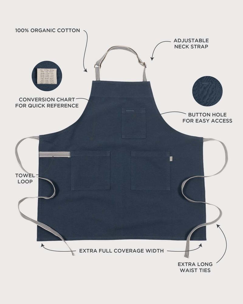 KAF Home Rooted Sustainable Chef's Apron - 32 X 30-Denali-Blue