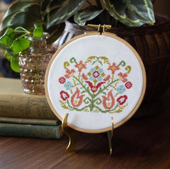 Clara's Garden Cross Stitch Hoop Kit by Avlea Folk Embroidery
