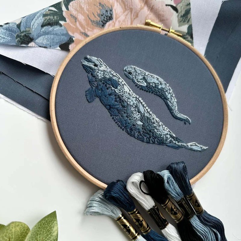 Baby Beluga Kit Embroidery Kit From Nest Embirdery