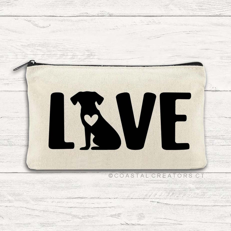 Dog Love Multi-Use Canvas Zipper Pouch Bag by Coastal Creations