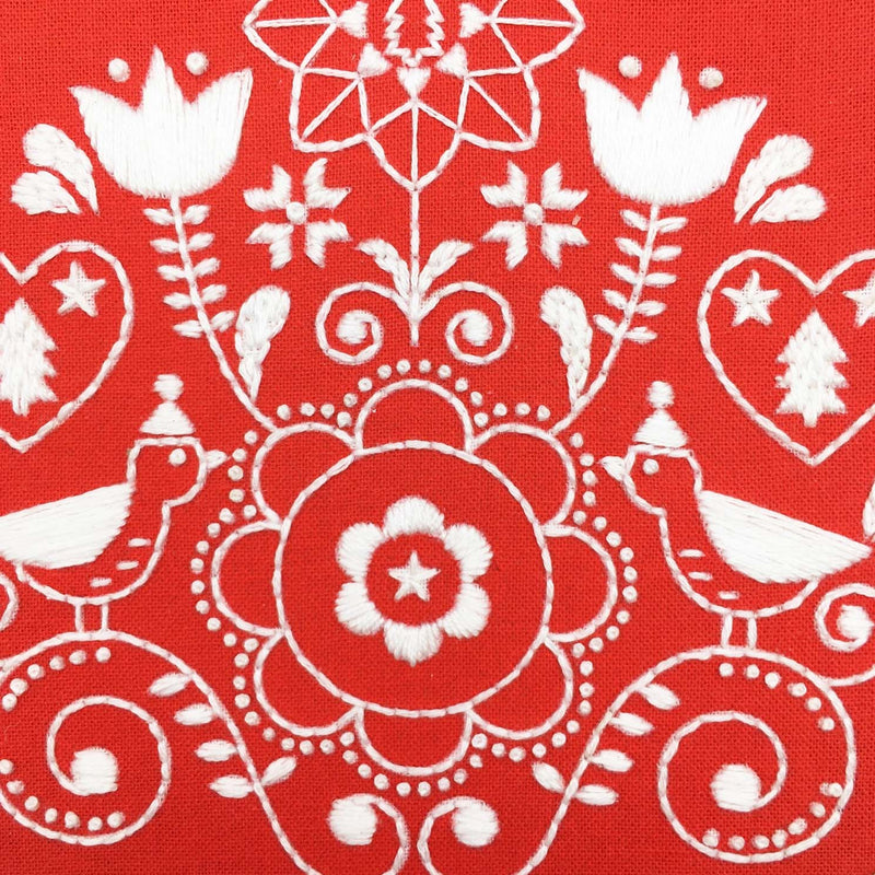 Christmas Design #7 Embroidery Fabric Embroidery Stamped  Fabric By Cinnamon Stitching