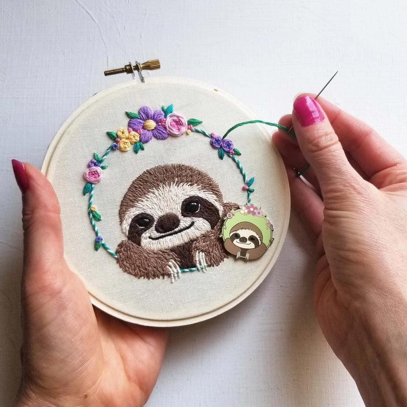 Smiling Sloth Embroidery Kit By Jessica Long Embroidery