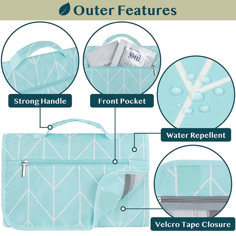 Deluxe Hanging Organizer Bag- 4 Inner Sections- Sewing Supply Organizer with Pockets By Pavilia-Teal Chevrons