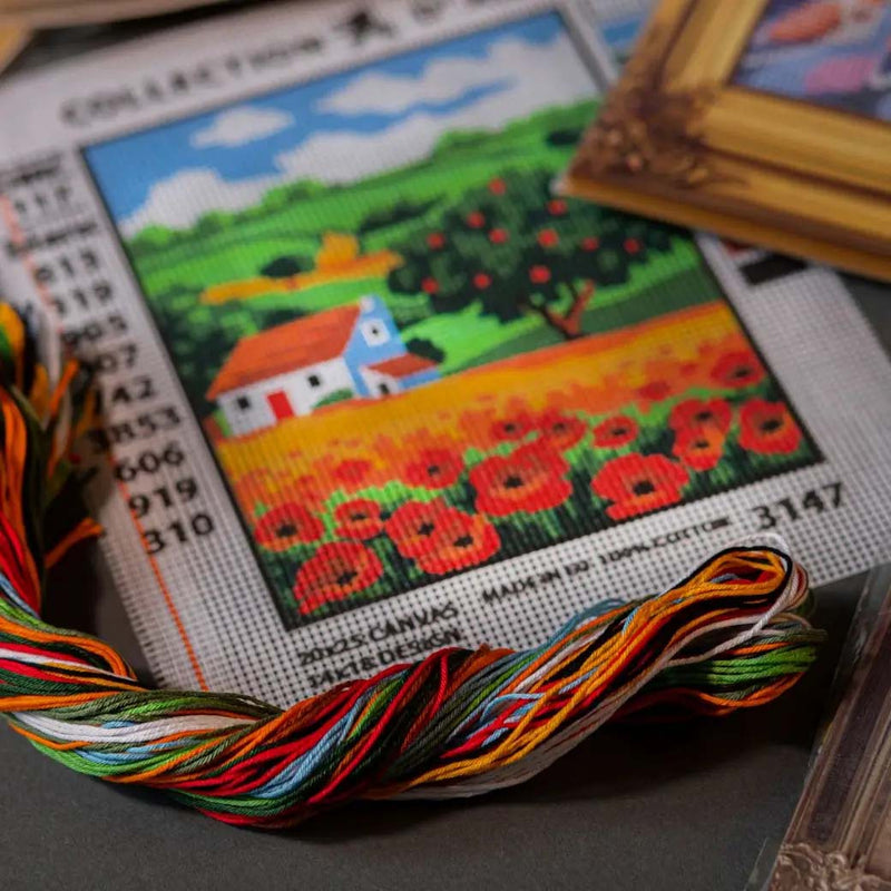 Boats In Small Port Tapestry Printed Kit- Needlepoint Stamped Needlepoint Kit 5.5"X7"