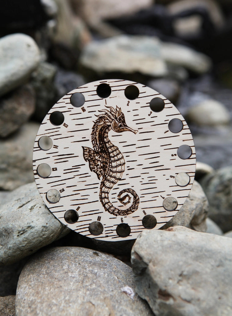 Seahorse Thread Storage Holder - Walnut Wood Embroidery Floss Storage Holder From Sunrise Grove