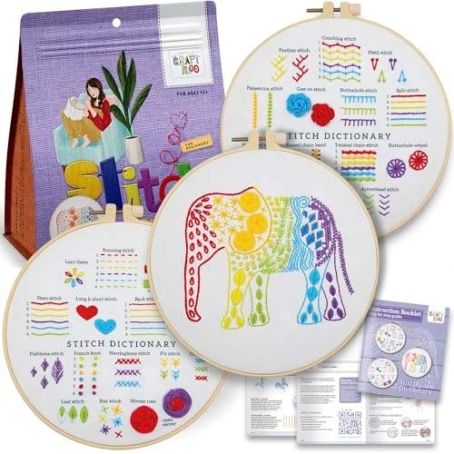 Stitch Dictionary Elephant Embroidery Kit From Craftiloo