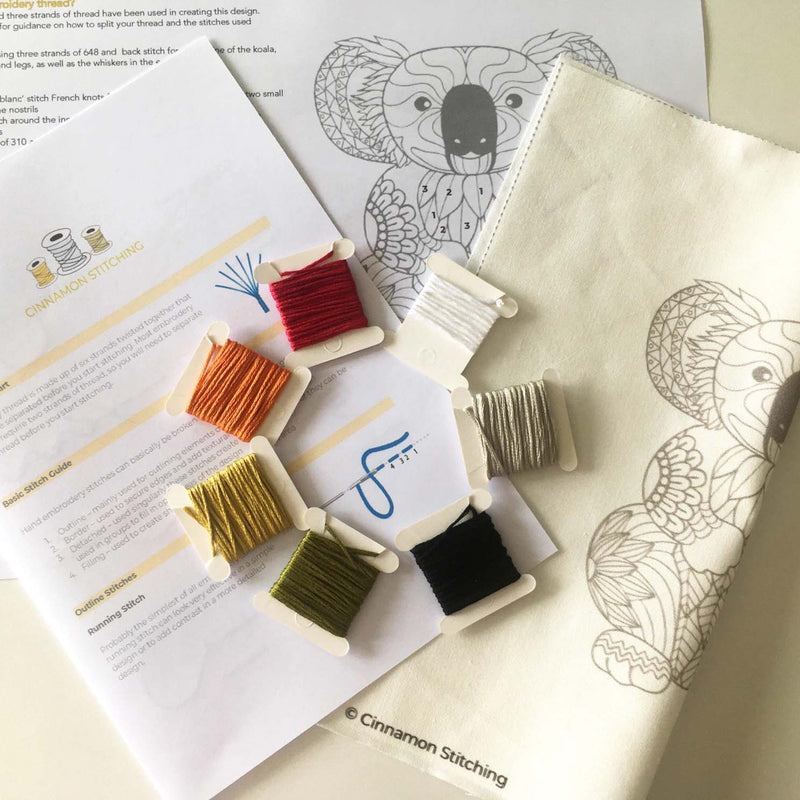 Koala Bear Embroidery Kit Boxed With Hoop By Cinnamon Stitching