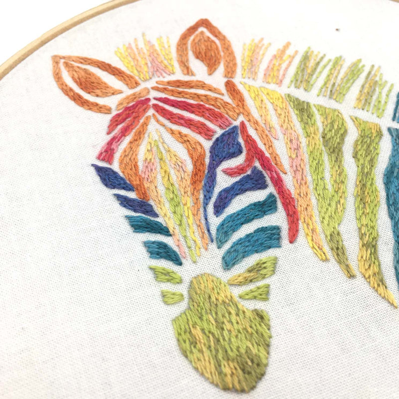 Zebra Embroidery Stamped Fabric By Cinnamon Stitching