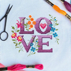 Love - Four Letter Floral - Cross Stitch Kit By Love Poppet