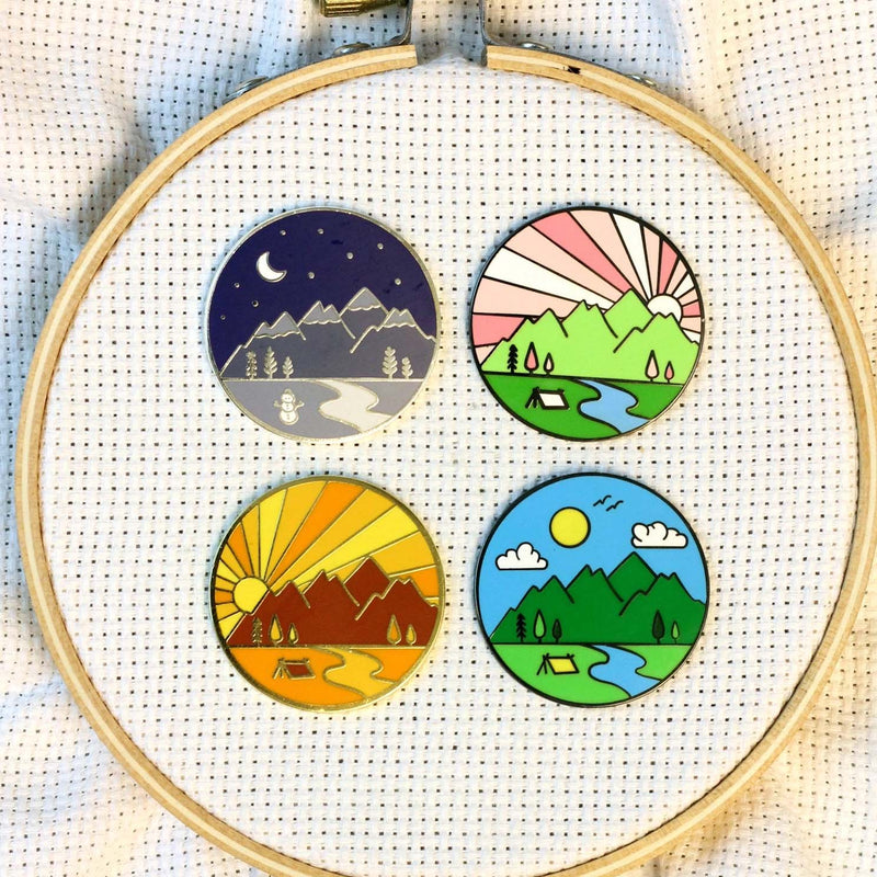 Four Seasons Set of 4-Enamel Needle Minders by Snarky Crafter Designs