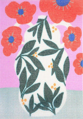 Poppy Pot Kit Diy Needlepoint Kit Embroidery By Unwind Studio