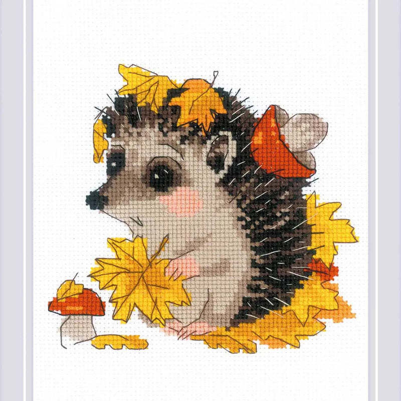 Hedgehog the Leaf Gatherer by Riolis Counted Cross Stitch Kit
