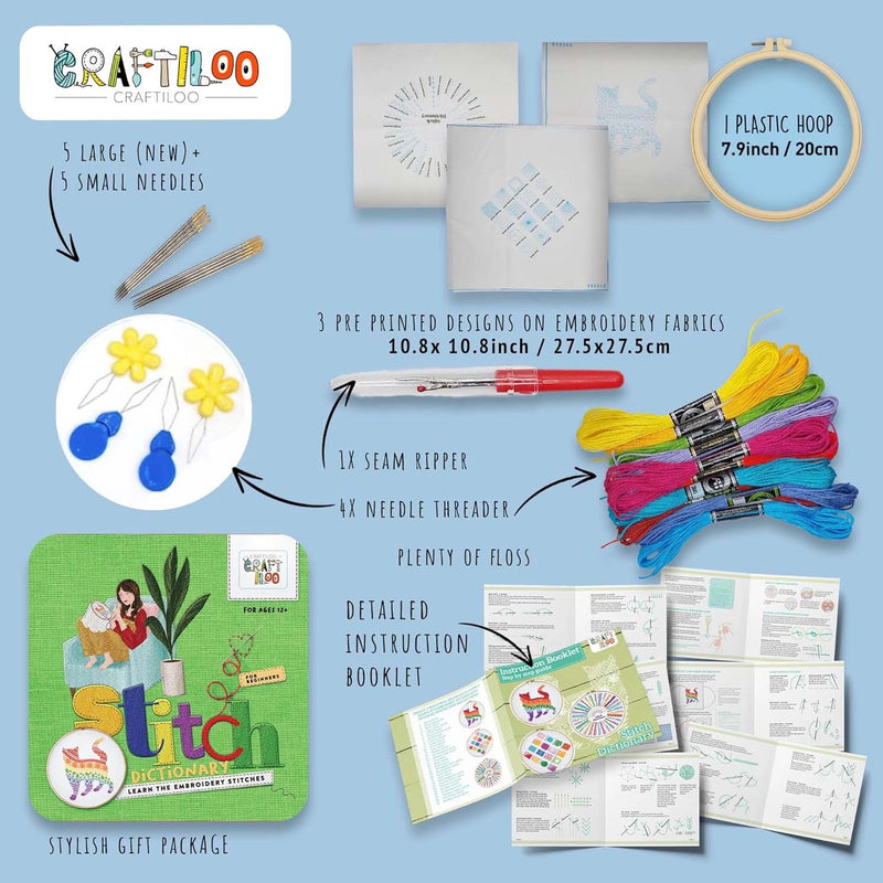Stitch Dictionary Cat Embroidery Kit From Craftiloo