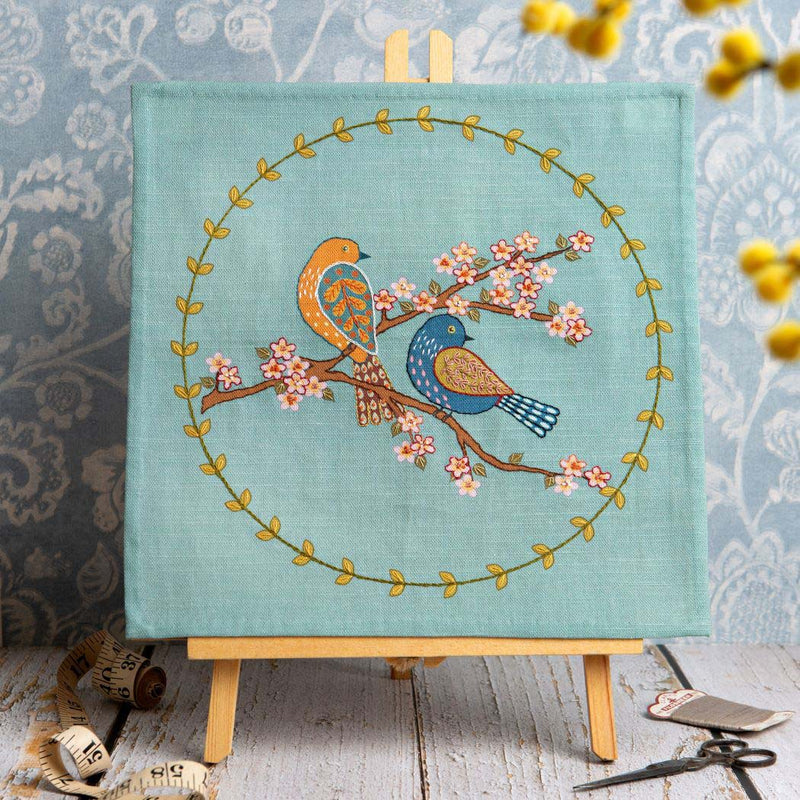 Printed Linen Embroidery Kit Birds & Blossoms  From Corinne Lapierre Limited