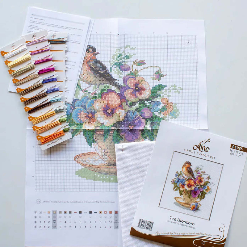 Tea Blossom Bird by Riolis Counted Cross Stitch Kit