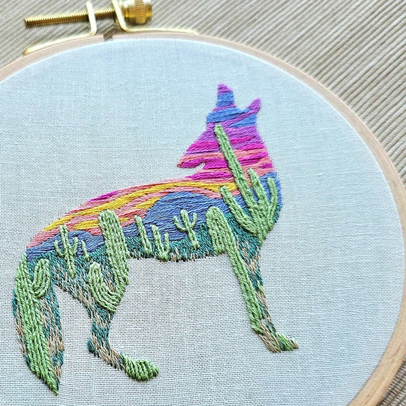Desert Coyote Embroidery Kit Jessica Long Embroidery