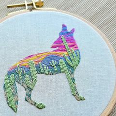 Desert Coyote Embroidery Kit Jessica Long Embroidery