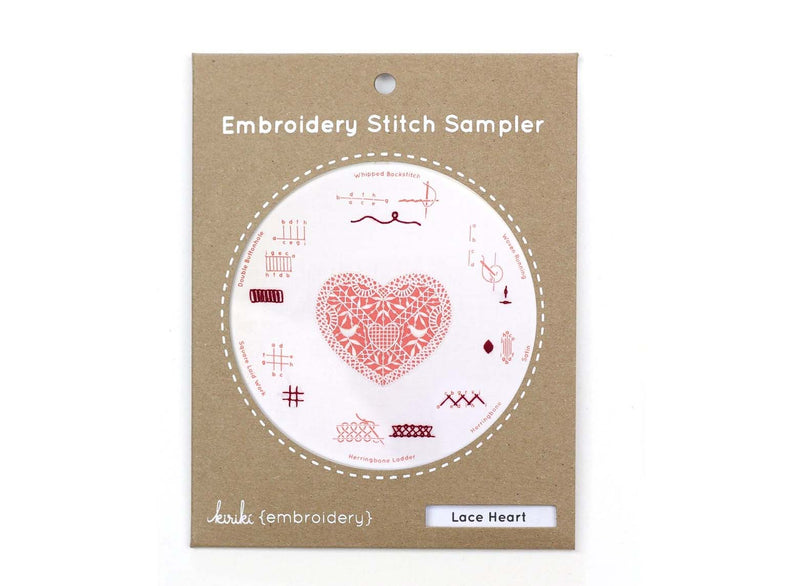 Lace Heart- Embroidery Stitch Sampler from Kiriki Press