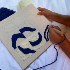 Rudia Royal Blue  Punch Needle Embroidery Kit - Abstract Wall Art From Both Hands Crafts