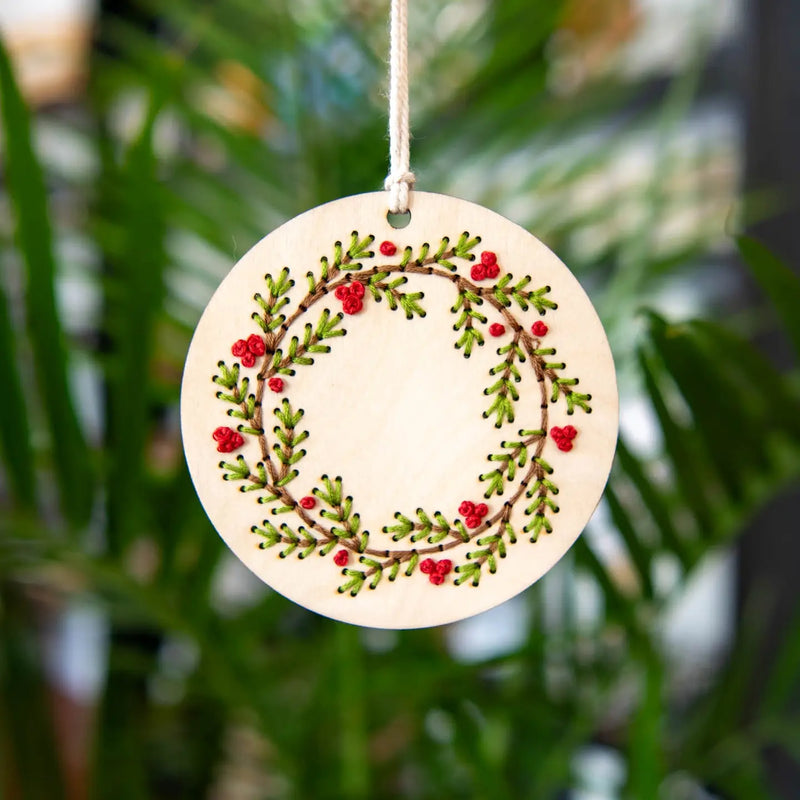 Christmas Wreath Wooden Ornament Embroidery Kit By Still Magnolia