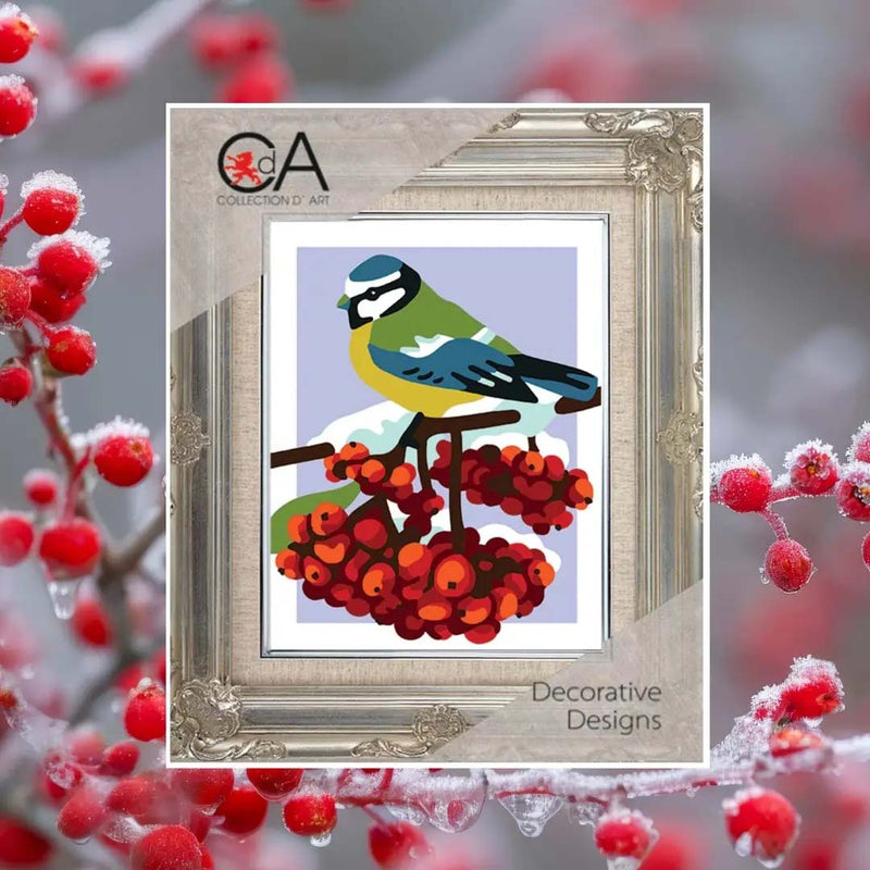 Titmouse Bird Tapestry Printed Kit- Needlepoint Stamped Needlepoint Kit 8x10"