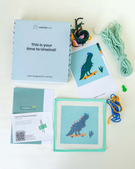 Dino the Skater - Needlepoint Kit For Kids Diy Embroidery By Unwind Studio