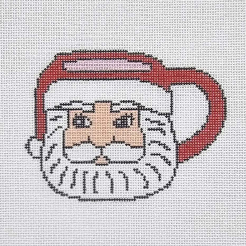Santa Mug Needlepoint Hand Painted Canvas 18 Mesh By Perrin Gentry Designs
