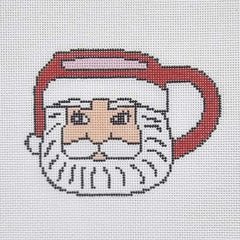Santa Mug Needlepoint Hand Painted Canvas 18 Mesh By Perrin Gentry Designs
