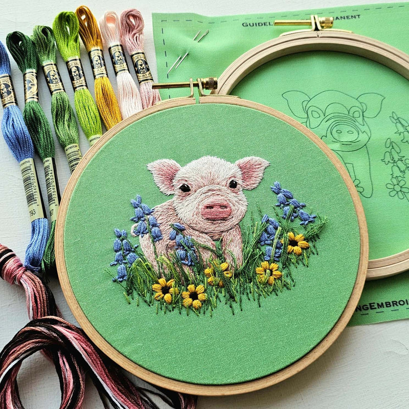 Posing Piglet Embroidery Kit By Jessica Long Embroidery