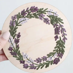 Diy Wood Embroidery Kit - Lavender Wreath EMBROIDERY KIT By HNB House Embroidery