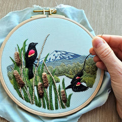 Red-Winged Blackbirds Embroidery Kit Intermediate By Jessica Long Embroidery
