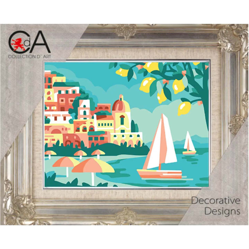 Landscape with Lemons  Landscape Tapestry Printed Kit- Needlepoint Stamped Needlepoint Kit 8x10"