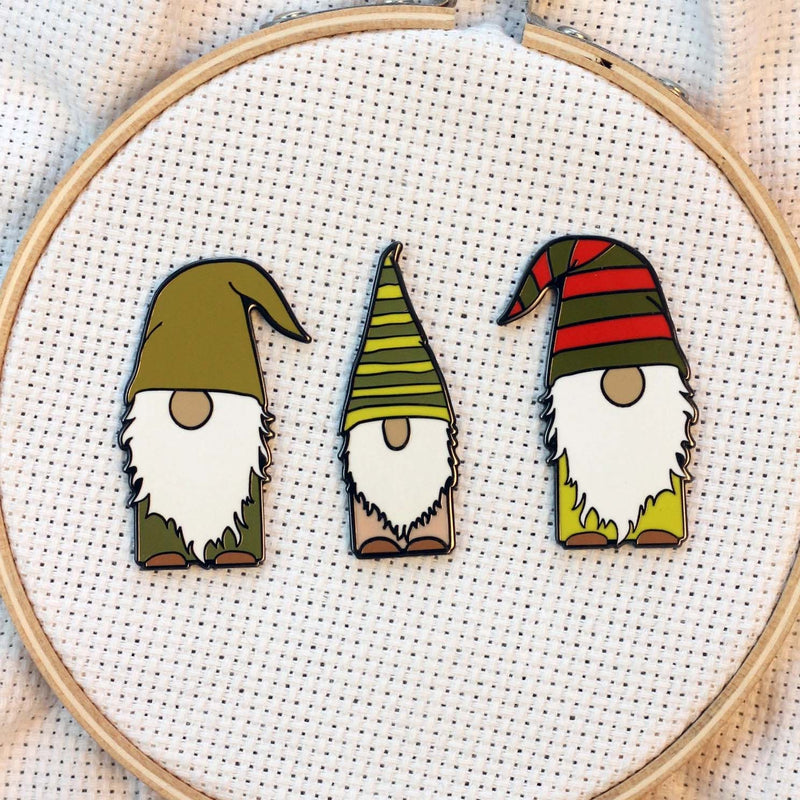 Christmas Gnome Enamel Needle Minder by Snarky Crafter Designs